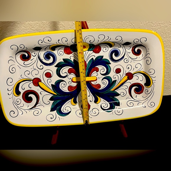 Deruta Italian Pottery Raffaellesco Serving Tray. Handpainted XXL Tray 18x10 - Picture 3 of 4